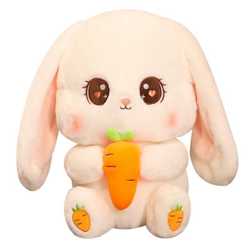Plush Long Ear Bunny Cute Stuffed Bunny Rabbits Fluffy Plush Easter Bunny Soft Toys With Carrots 30cm