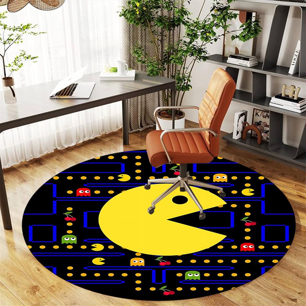 1pc Pac-Man, Maze Round Chair mat Area Rug - Non-Slip, Floor Mat for Office, Bedroom, and Indoor Decor c1125183