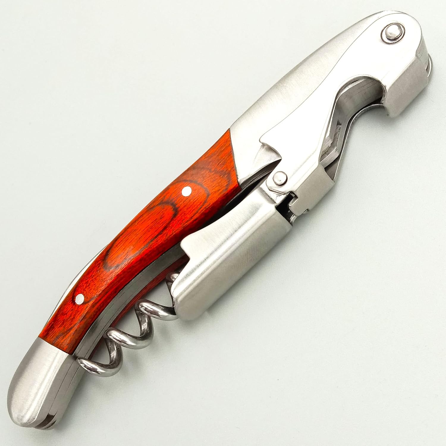 Exquiste Waiter Corkscrew for Bartenders, Professional Wine Opener With Premium Rosewood Handle,Double Hinged Bottle Opener with Serrated Foil Cutter