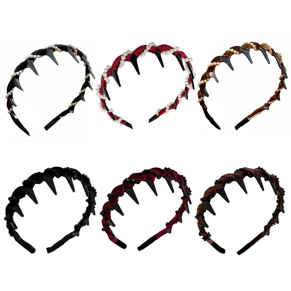 3Pcs Fashion Headbands Non-Slip Wave Headband with Teeth Vintage Hairband for Women Men Teen Girls Hair Decorations Accessories