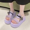 Fashion New 2025 Pearl Strap Chunky Sandals Women Summer High Platform Wedges Slippers Woman Fashion 8CM Heels Thick Bottom Beach Slides