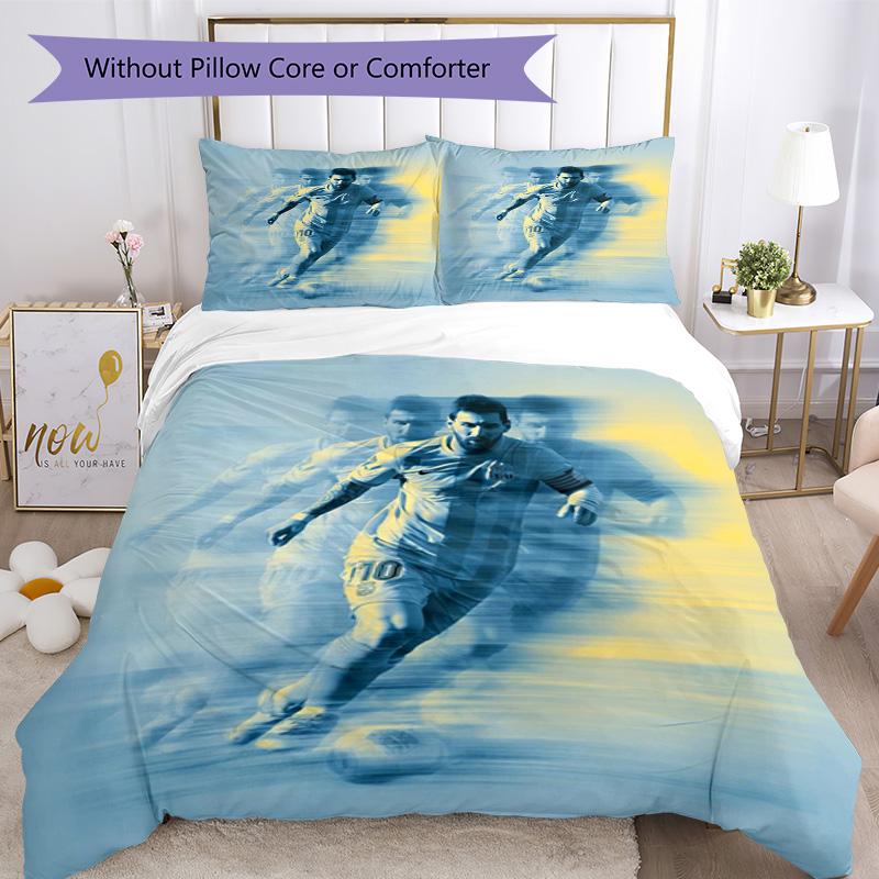 Football Messi Duvet Cover Set Design for Playroom Machine Washable Christmas Gift