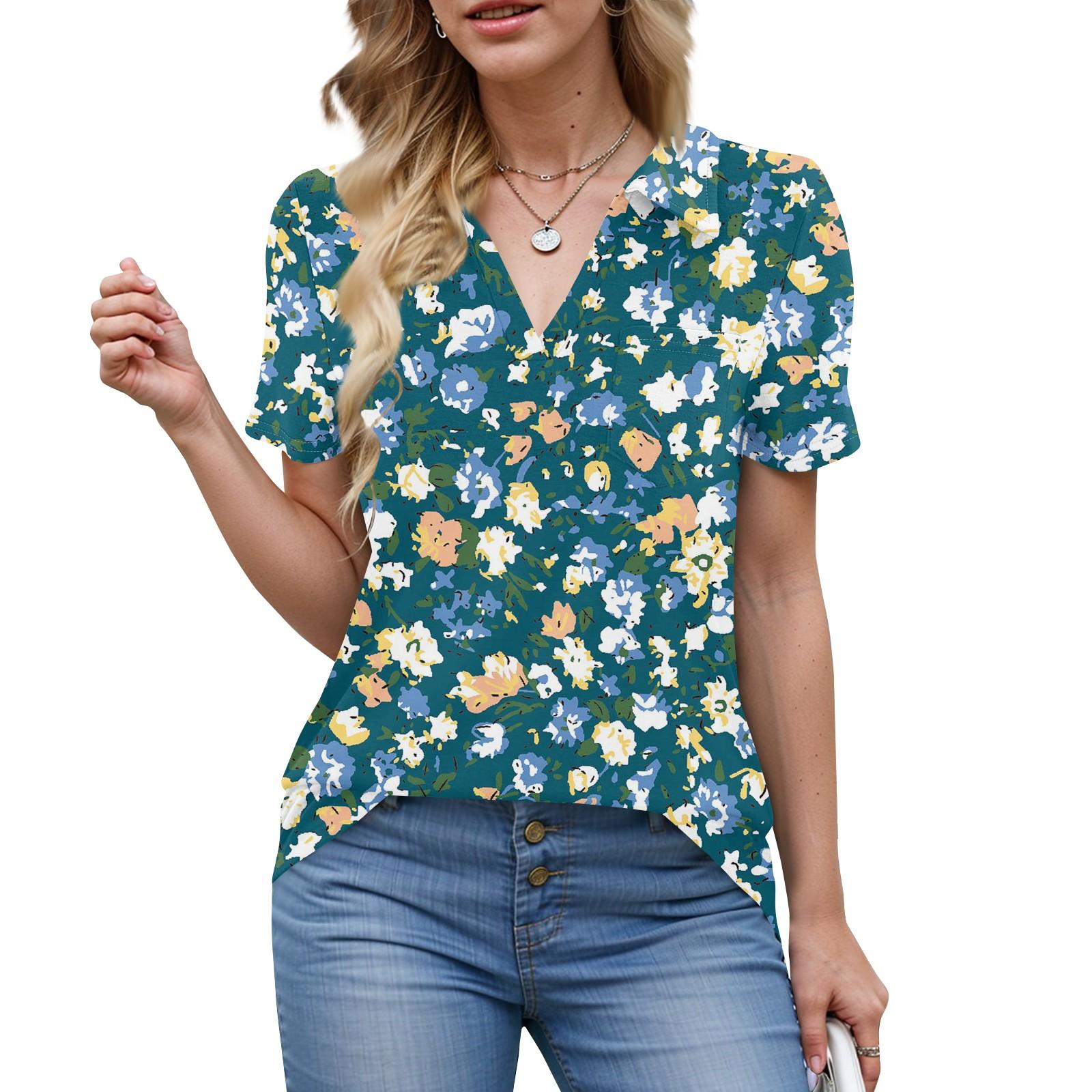 

Женские рубашки, летние деловые повседневные рабочие топы с коротким рукавом, застегивающиеся на пуговицы, воротник, V-образный вырез, блузка, футболка XL