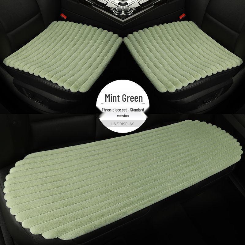 Universal Heated Winter Bamboo Plush Car Seat Cushion Set - Non-slip, Thickened, Three-piece for Warmth and Comfort