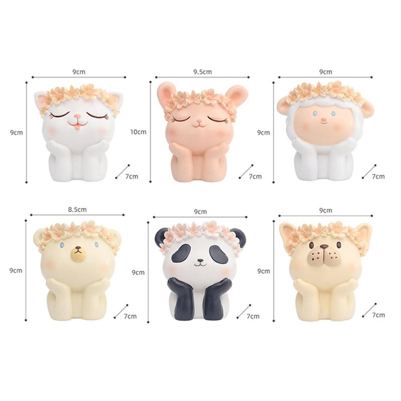 Cute Animal Planter for Succulents Air Plants Funny Flower Pots Fairy Garden Decor Figurines Pencil Holder Home Table Decoration