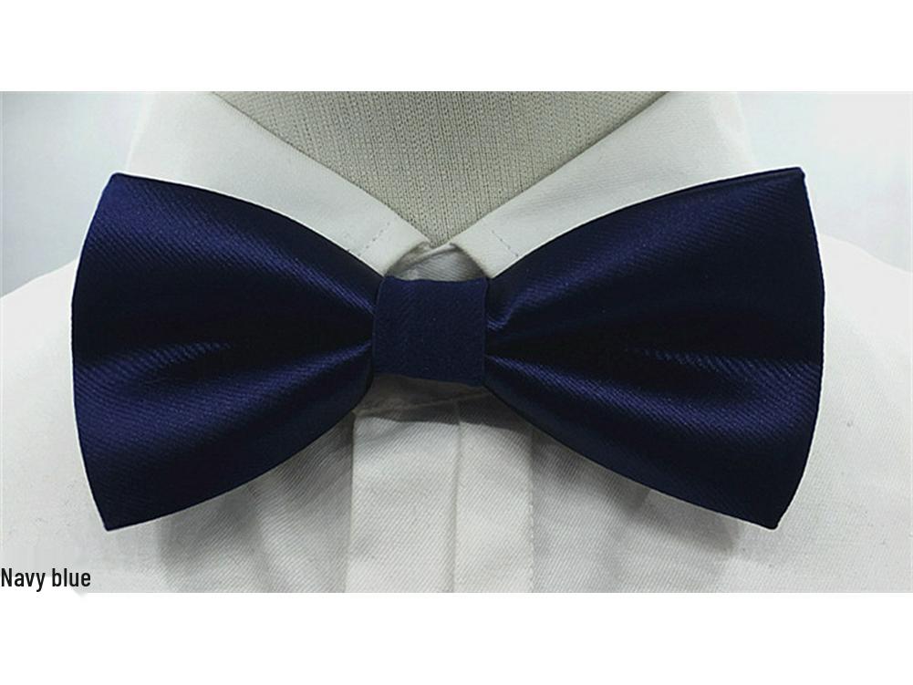 Men's Solid Color Double Layer Bow Tie - Poly Silk, Korean & British Style, Red/Black, Wedding & Best Man Accessory.