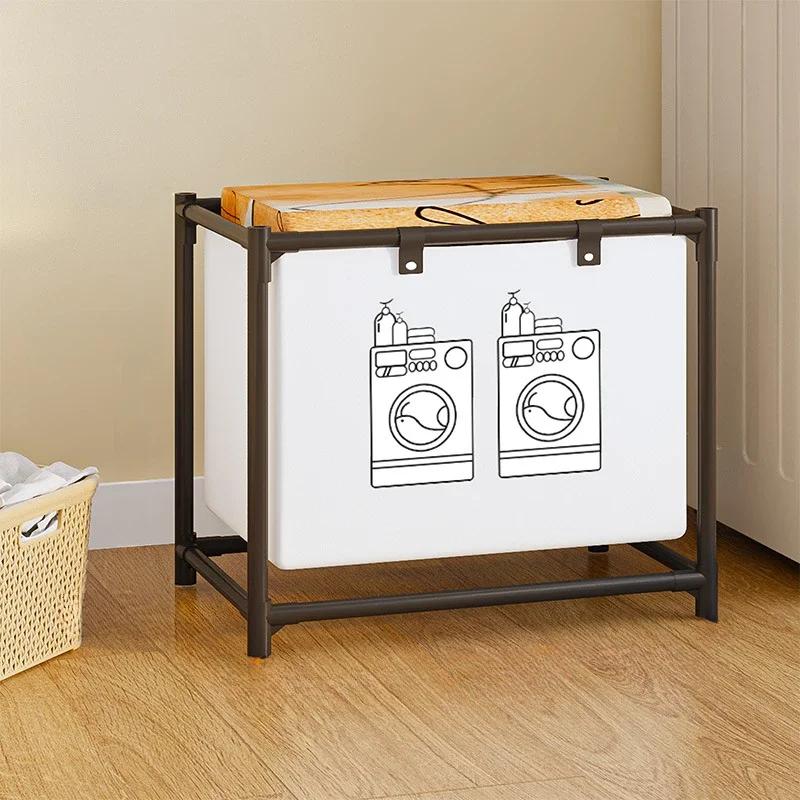 Foldable Dirty Clothe Basket Carbon Steel Anticorrosive Antirust Balcony Storage Rack Moisture-proof Clothing Storage Basket