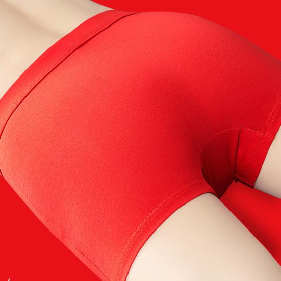 Men Underwear Elastic Waist Cotton Boxer Briefs Cartoon Snake Pattern Comfortable Breathable Red Panties