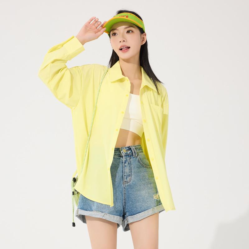 Summer Sunscreen Clothing Lapel Shirt Women's Light and Breathable Fashion Outdoor Ice Mountaineering Travel Original Yarn Sunscreen Clothing