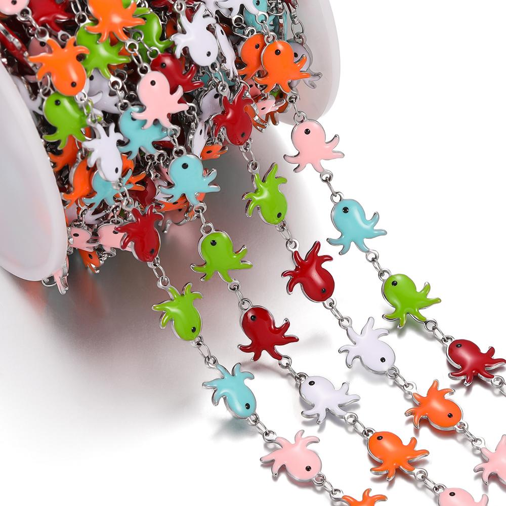 0.5m Colored Stainless Steel Enamel Chains Ocean Style Handmade Chains for DIY Bracelet Waist Chain Jewelry Making Chain
