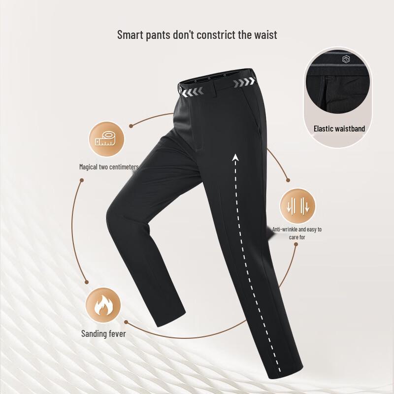 Men's Straight Fit Fleece-Lined Suit Pants