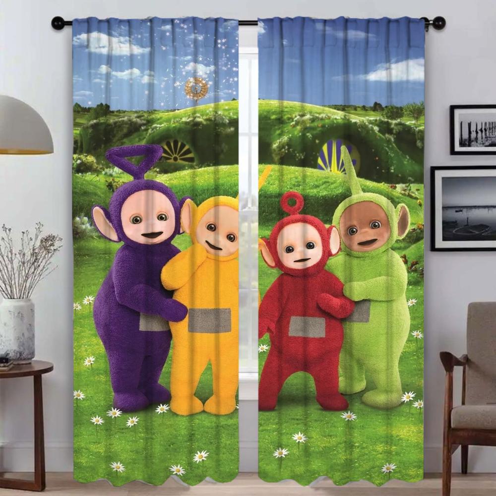 Modern Living Room Curtains 2 Pieces Teletubbies Shades Blackout Curtain for Room 2 Panel Halloween Decoration Tulle for Bedroom