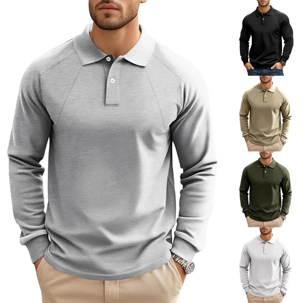 Men's Solid Color Casual Base Retro Raglan Long Sleeved Shirt