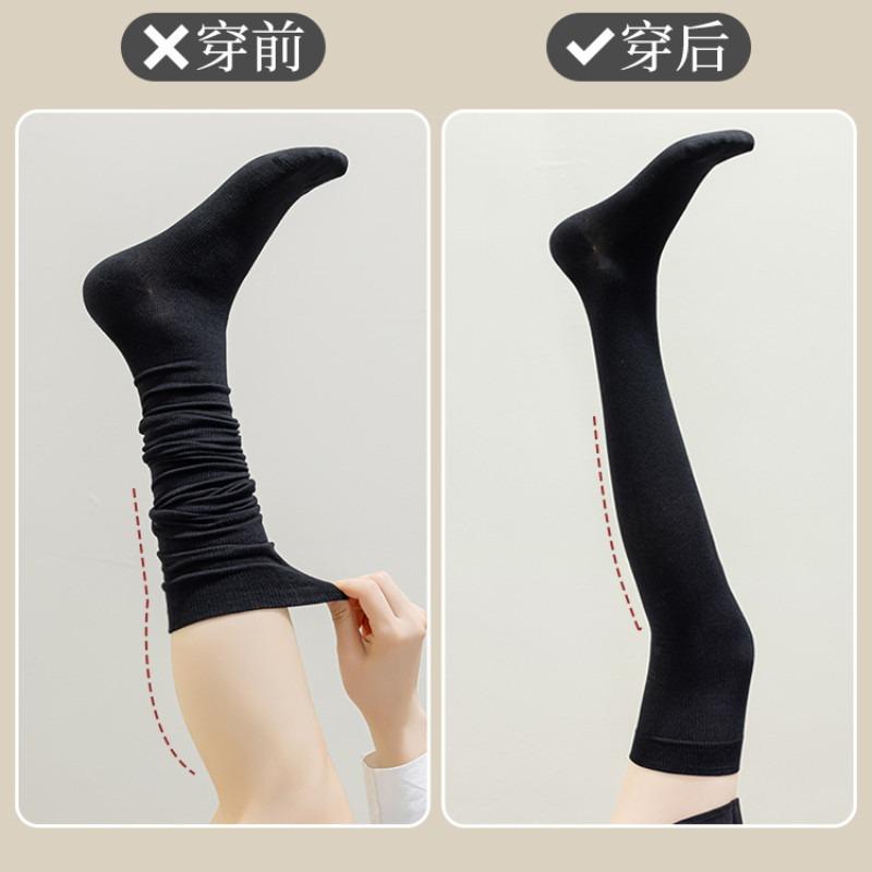 Women Color-Block Splicing Design Cotton Calf Socks Slimming Thigh High Long Socks Japanese College Style Jk Knee High Stockings