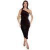 AX Paris Womens/Ladies Ruched Velvet One Shoulder Midi Dress