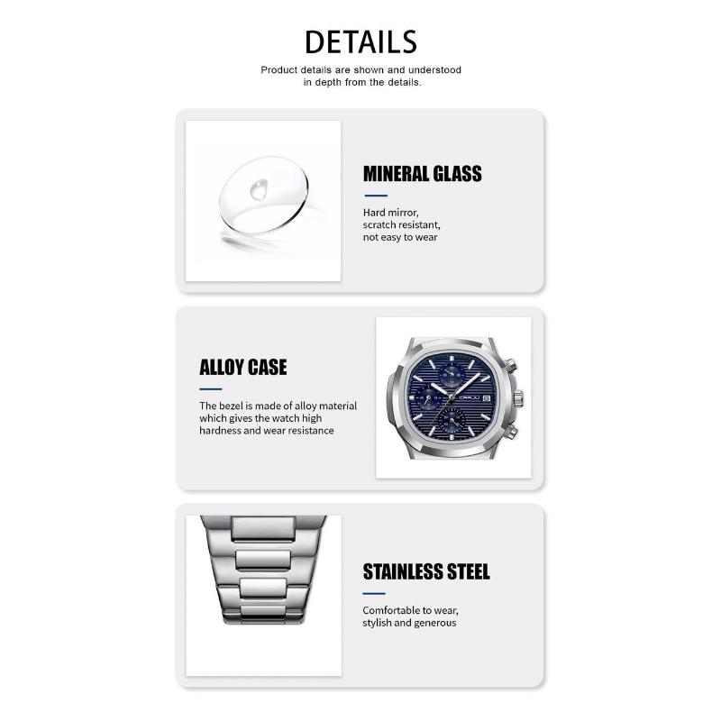 Luxury Man Watch Business Waterproof Male Clock Luminous Date Stainless Steel Square Quartz Men Watch reloj hombre