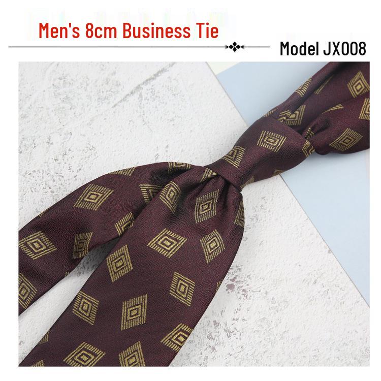 Men's Retro Floral Jacquard Tie, 8CM Wide, Coffee, Blue, Burgundy Stripes: Perfect for Formal and Casual Wear
