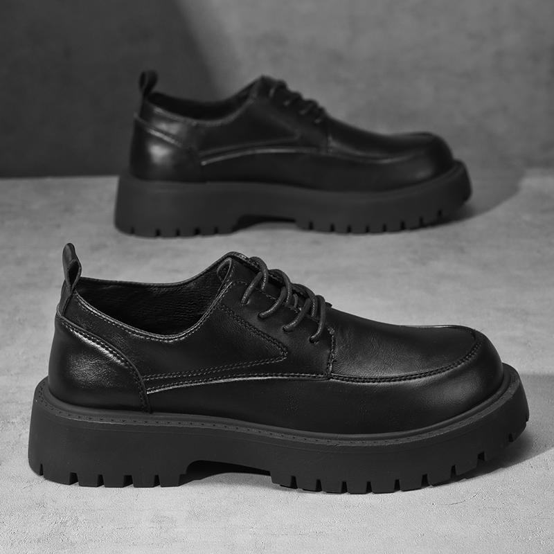 Black Brown Thick Sole Formal Leather Derby Shoes for Men Luxury Designer Platform Casual Shoes Wedding Dress Oxfords Shoes Man
