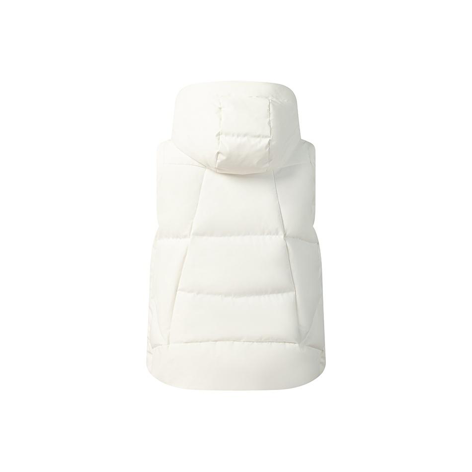 Fila White Casual Versatile Lightweight Warm Comfortable Waterproof Breathable Woven Hooded Down Vest Women Vest F11W543905FWT