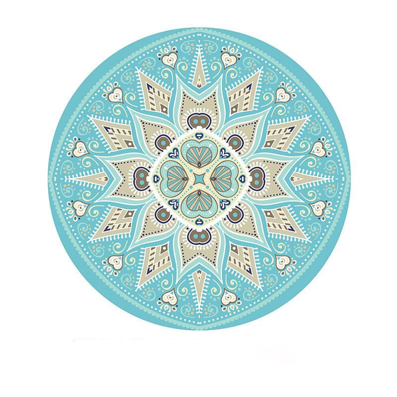 Flower Print Round Carpet Bohemian Ethnic Style Home Decor Rug Soft Multiple Sizes Anti-slip Artistic Floor Mat for Living Room