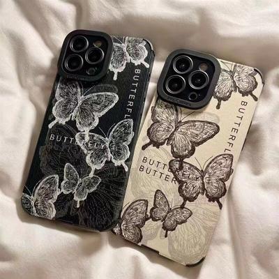Cute Butterfly Retro Phone Case For Iphone 14 Pro Max 13 Mini 11 12 Shockproof Bumper Cover For Iphone Xr Xs Max X 7 8 Plus Se2
