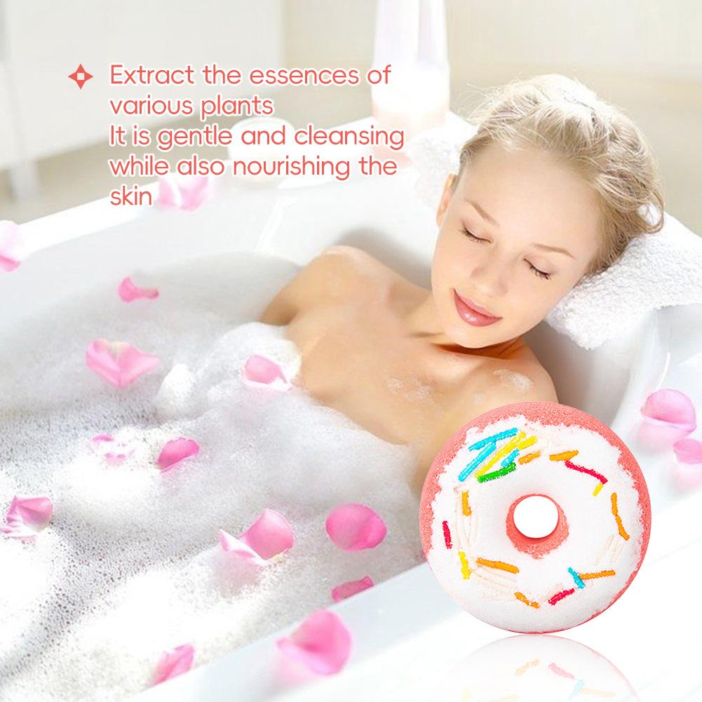Doughnut Bath Salt Ball Essential Oil Bath Bubble Ball Aromatic Moisturizing Nourishing Skin Care Shower Ball Body Cleansing Self-Care Essential