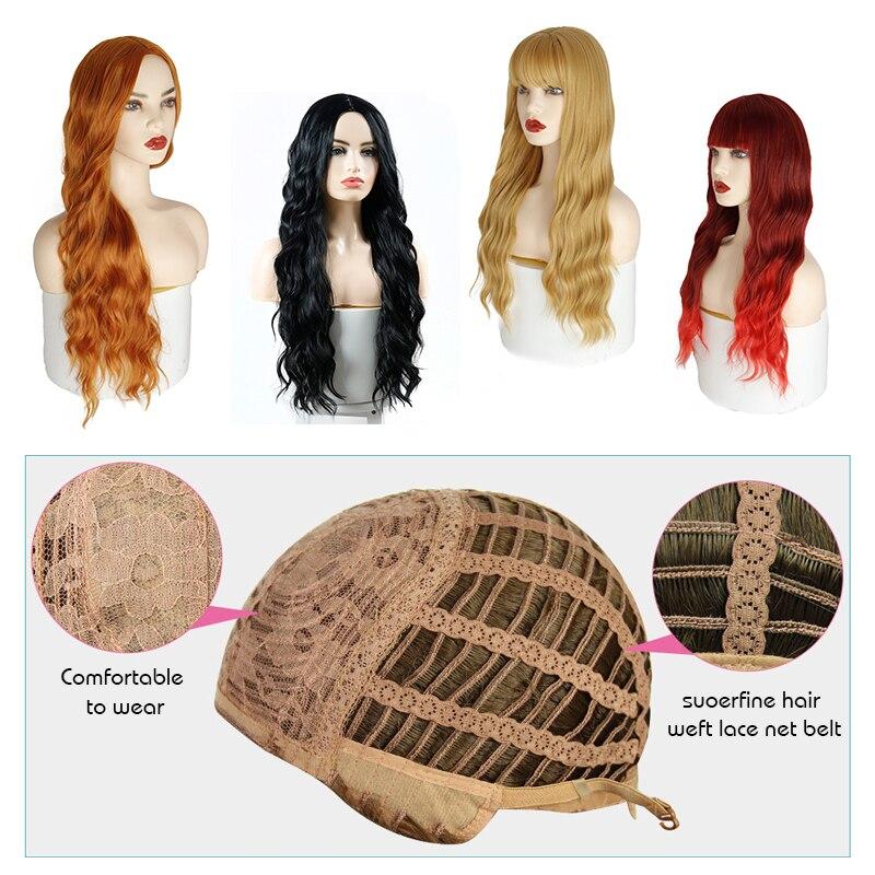 MERISIHAIR Parrucca lunga arancione dorata con onda di miele con punti luminosi Parrucca sintetica cosplay Parrucca centrale resistente al calore da donna