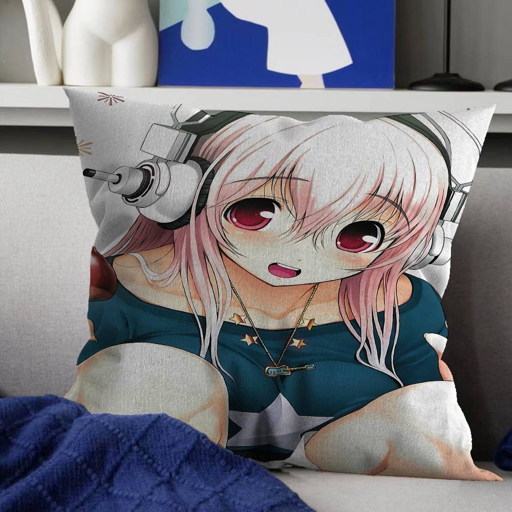 SSuper SSonico Anime Cushion Cover Pillowcase Upholstery Sofa Throw Pillow Home Decor Pillowcas