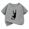Cute Climbing Cat T Shirts Funny Short Sleeve Kids Childrens Tshirt Boys Girls Summer Spring Casual Top Tee Shirt