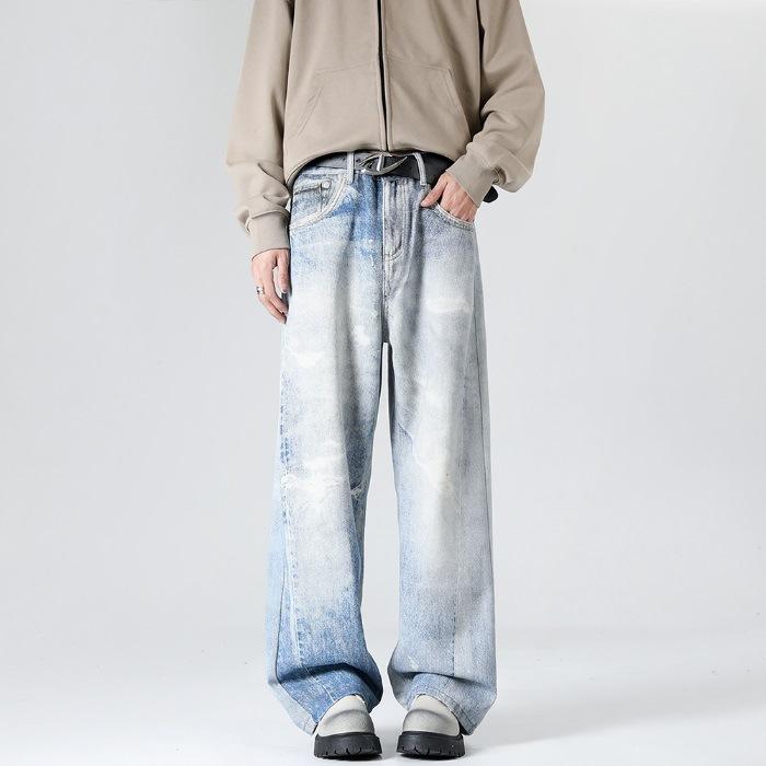 

Новые весенне-летние брюки-шаровары, грязные брюки, выгоревшие, вываренные в соленой воде, уличные джинсы, брюки 3XL