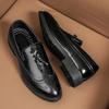 Men Patent Leather Carving Brogue Loafers Business Wedding Banquet Casual Dress Shoes Classic Gentlemen Leather Shoes Moccasins