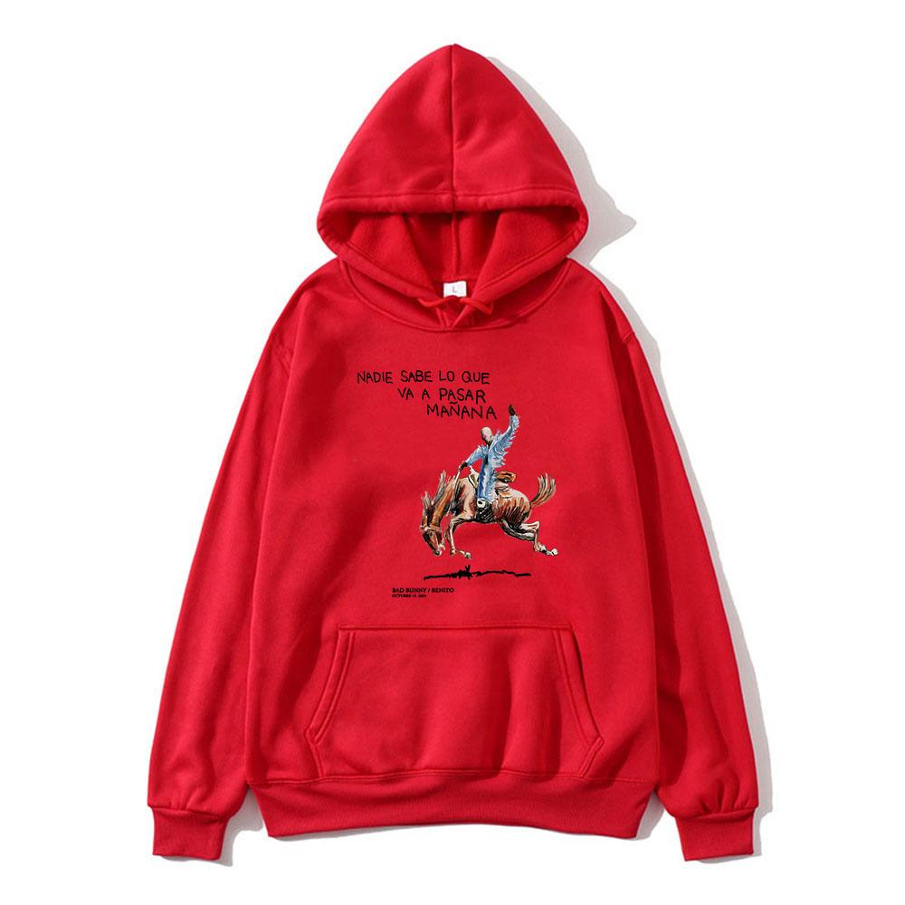 Bad Bunny Hoodies Album Nadie Sabe Lo Que Va Pasar Manana Sweatshirts Moletom Long Sleeve Sudaderas Graphic Print Tops