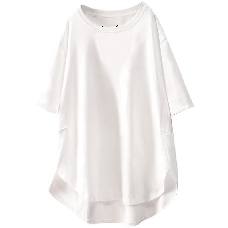Women s Loose Fit Mid-Length Cotton T-Shirt L белый