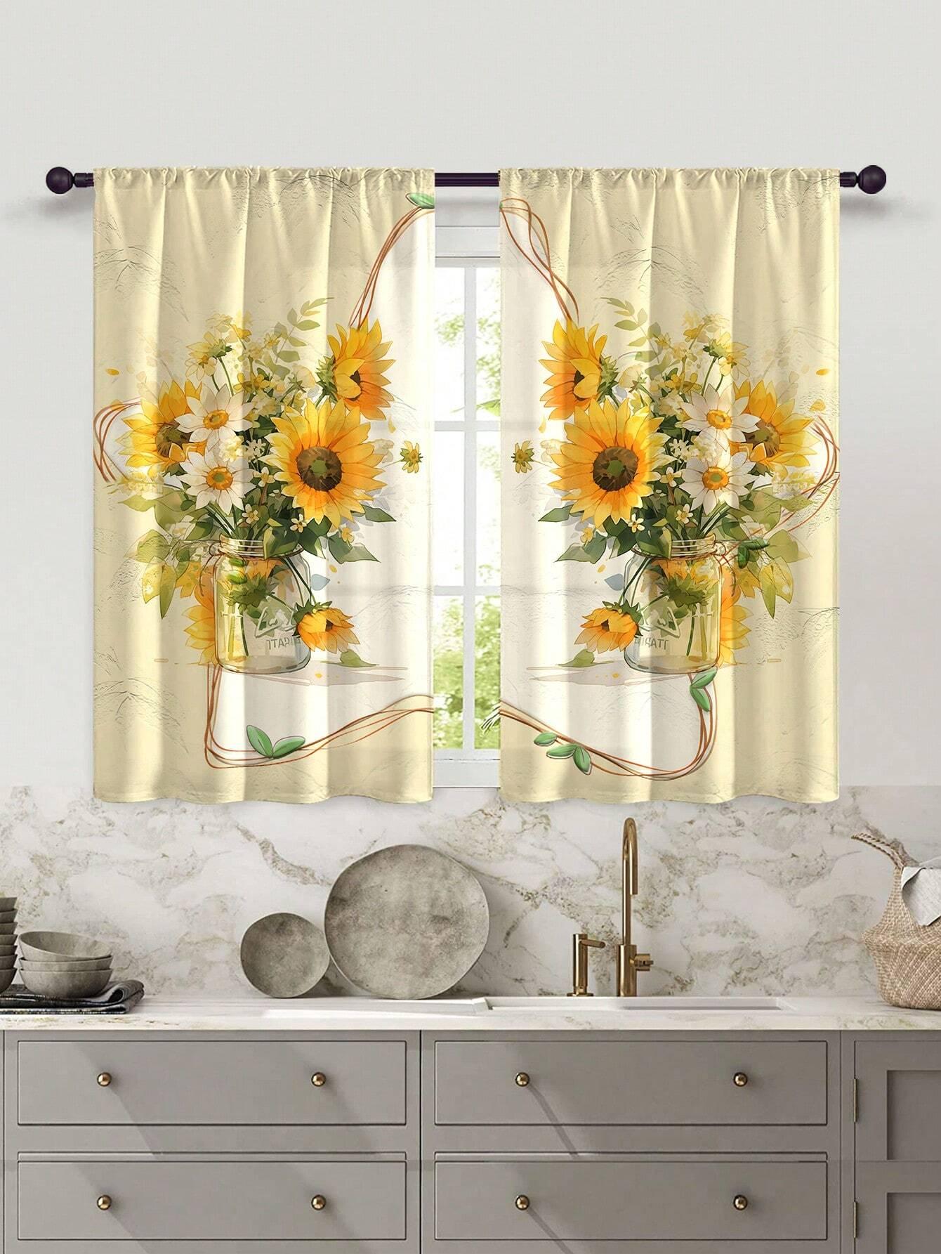 

2 шт. Новые модные цифровые печатные розы для фермерского дома, фоновые кухонные шторы для спальни, гостиной, украшения дома W85H200(CM)x2pcs&Rod Pocket