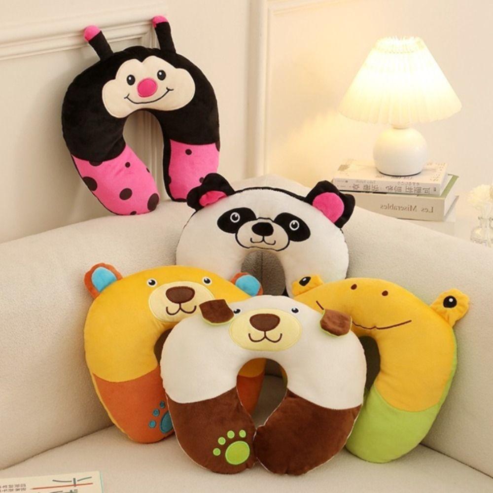 

Cartoon U-shaped Pillow Blue Grey Yellow Short Plush New Travel Pillow Unisex Yellow Bear
