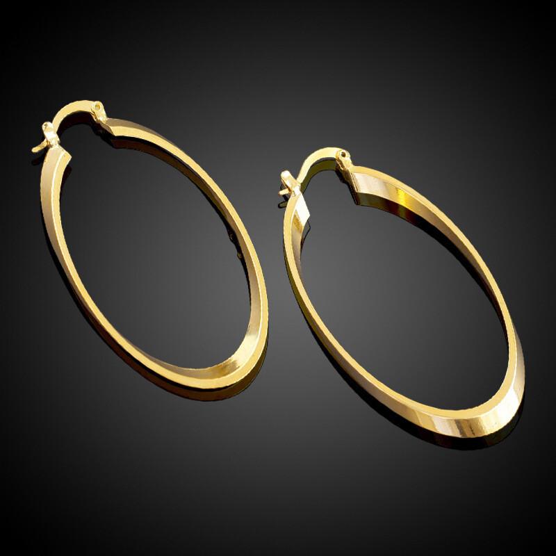 14K Gold Plated Oval Hoop Drop Earrings for Women Wedding Elegant Jewelry Gifts