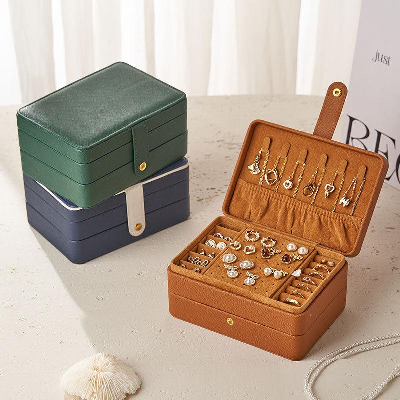 High-end retro large-capacity jewelry box, necklace, ring, stud earrings, jewelry storage box, multi-layer storage box.