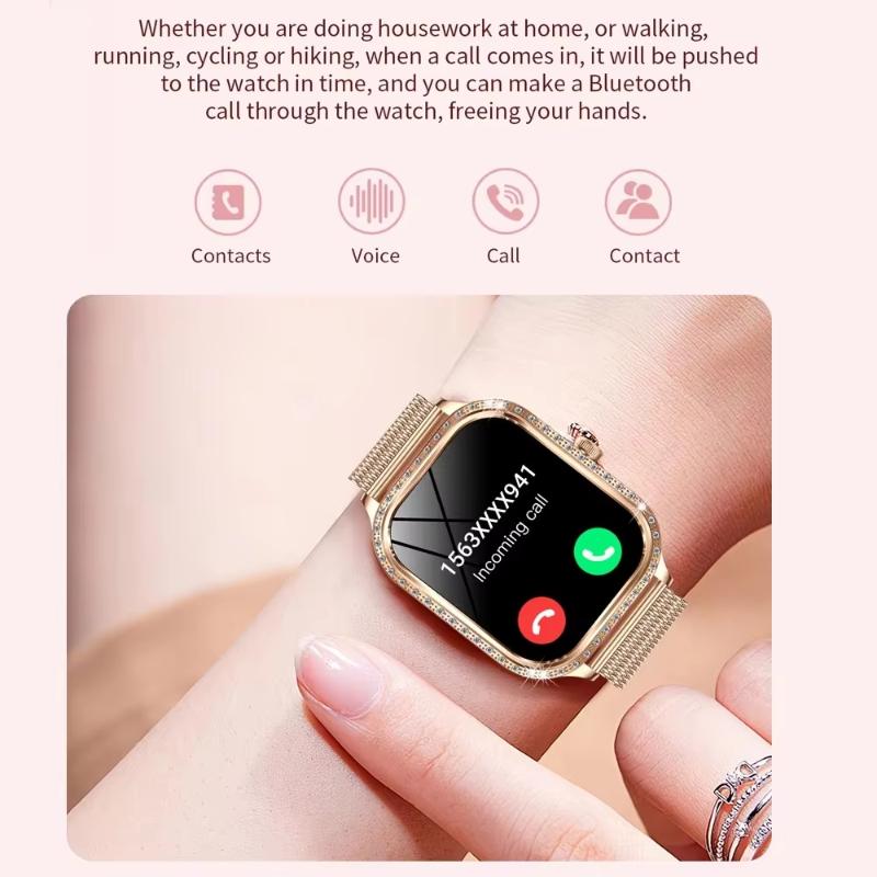 2025 Ny Mote Smart 1.75" HD Skjerm Klokke Kvinner AMOLED Buet Skjerm IP68 Vanntett Helse Anrop Smartklokke Apple Watch Damer for Dame Gave