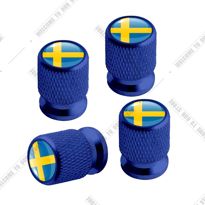 Auto CNC Aluminium R Design Schweden Flagge Emblem Für Volvo XC40 V90 S60 S80 S90 XC60 XC90 4 Stück Reifenventil Luftanschluss Ventilschaft Abdeckkappen
