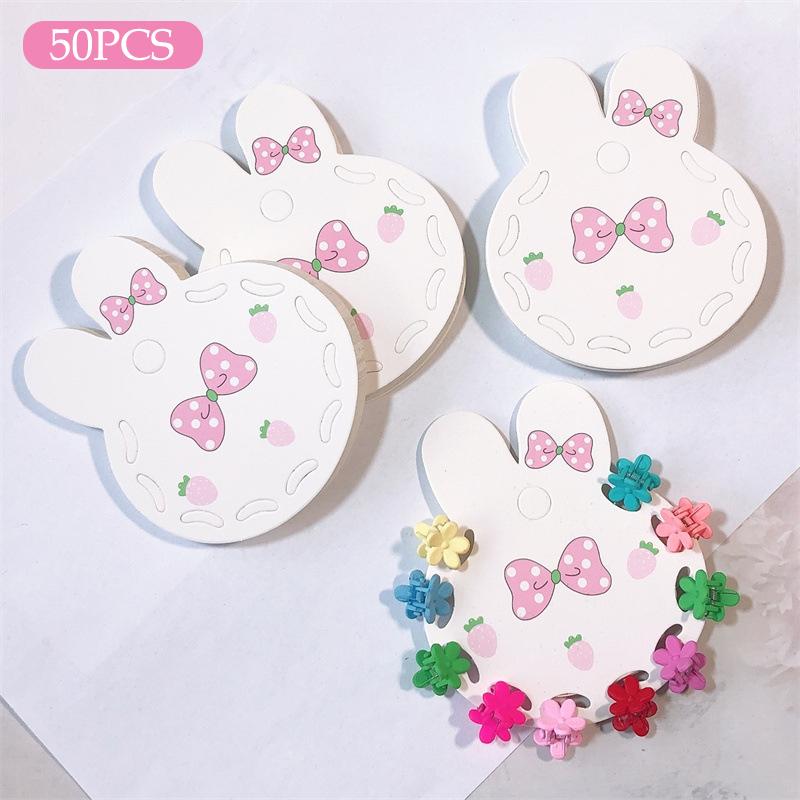 50Pcs Cute Bow Rabbit Hairpin Paper Jam Hair Clip Display Cards Hair Clips Jewelry