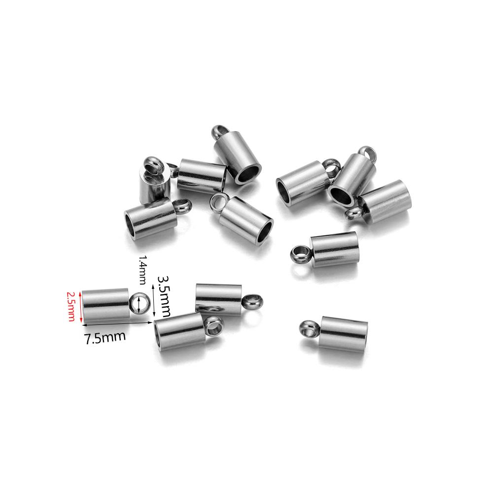 10pcs/lot Stainless Steel End Tip Cap Fit 2-10mm Tassel Leather Cord End Crimp Caps For DIY Jewelry Making Bracelet Accessories