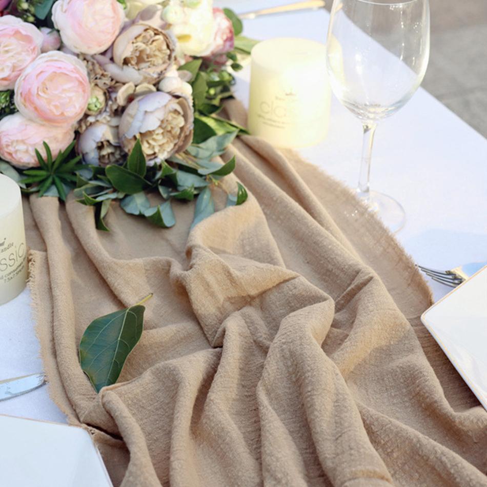 Gauze Table Runner Cotton Cloth Linen Cheesecloth Solid Color Washable Can Be Handmade For Tablecloth Wedding Decor Arch