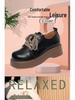 Women's Fashion Leather Loafers: Non-slip, Thick Sole, Lace-up, Casual, Versatile Shoes for Spring and Autumn.