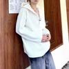 Vintage Casual Hooded Knitted Pullovers Men's Clothing Solid Color Autumn Winter Basic Loose Fashionable Metal Buckle Sweaters
