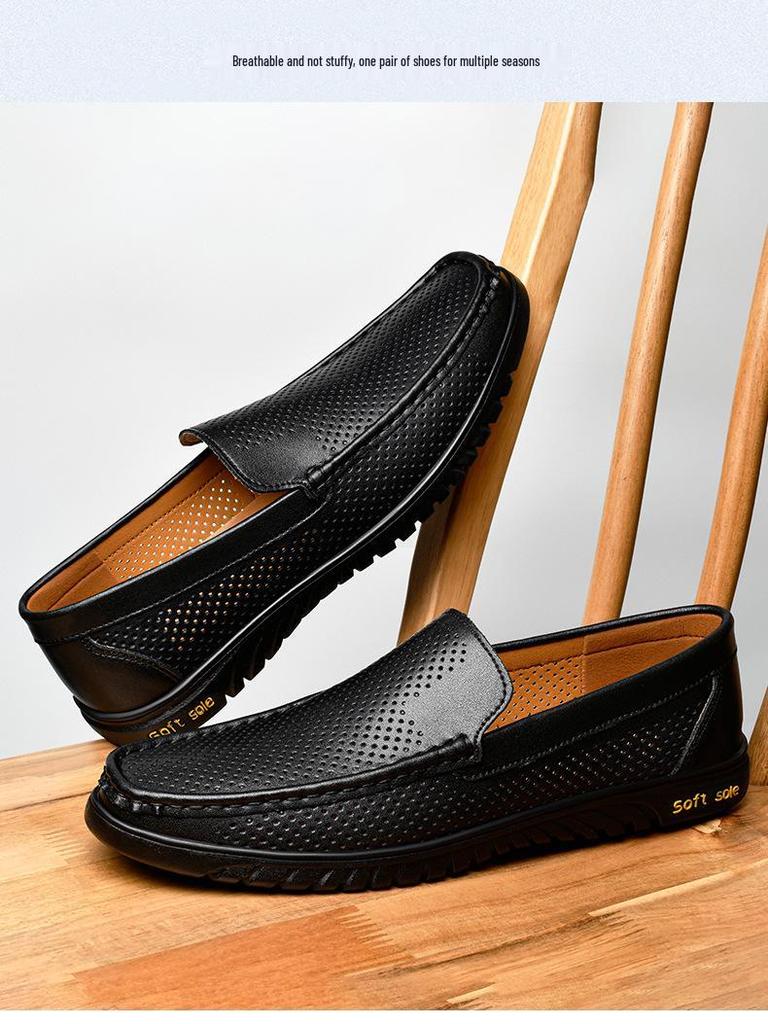 Men's Genuine Leather Loafers - Soft Sole, Breathable & Trendy Driving Shoes