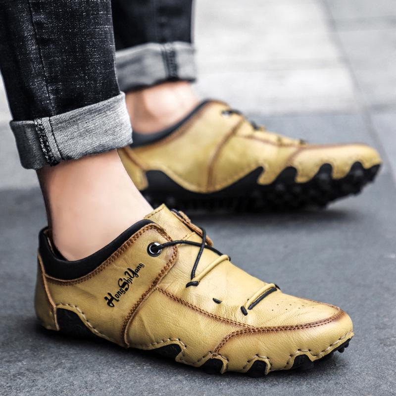 Men's Octopus Low-Top Leather Loafers: Korean Style Breathable Slip-On Driving Shoes