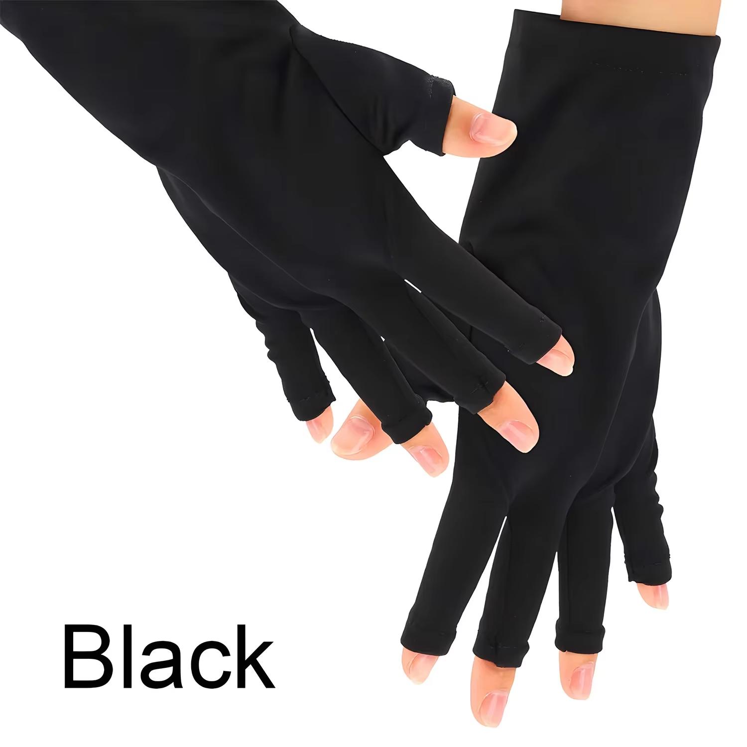 

Anti UV Gloves Gel Professional Protection Gloves For ManicuresProtect Hands Nail Art Stretchy Fingerless Glove For Home Outdoor чёрный