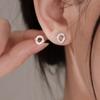 Geometric Hollow Stud Earrings, Light Luxury Micro Set Zirconia Circle Earrings, Simple Wrapping Line Design