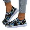 Spring and Autumn Large Size Low Top Single Shoes Women's Graffiti Lazy Canvas Shoes Lightweight Board Shoes