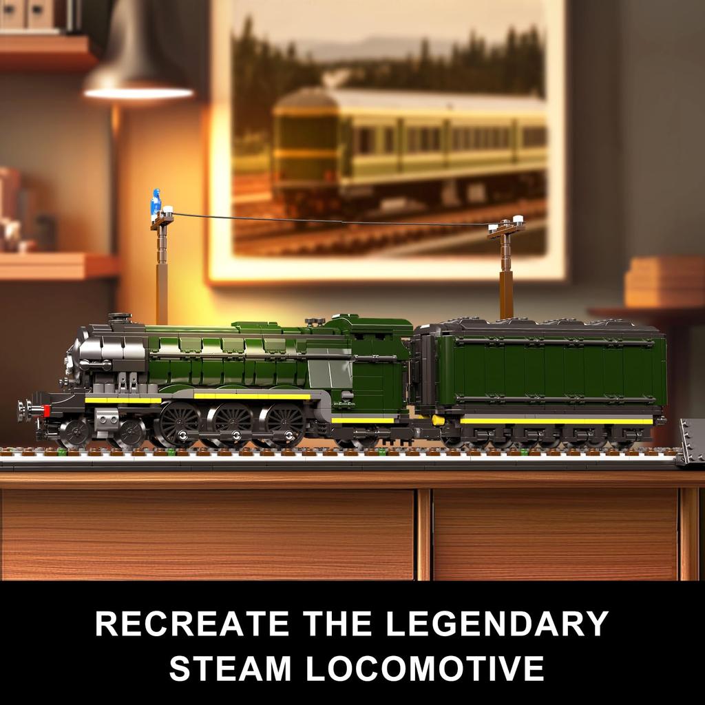 Mould King 12044 Classic Steam Locomotive Model Blocks, 1766 Pieces, Static Display Model Train, Building Toy for Teens & Adults, Perfect for